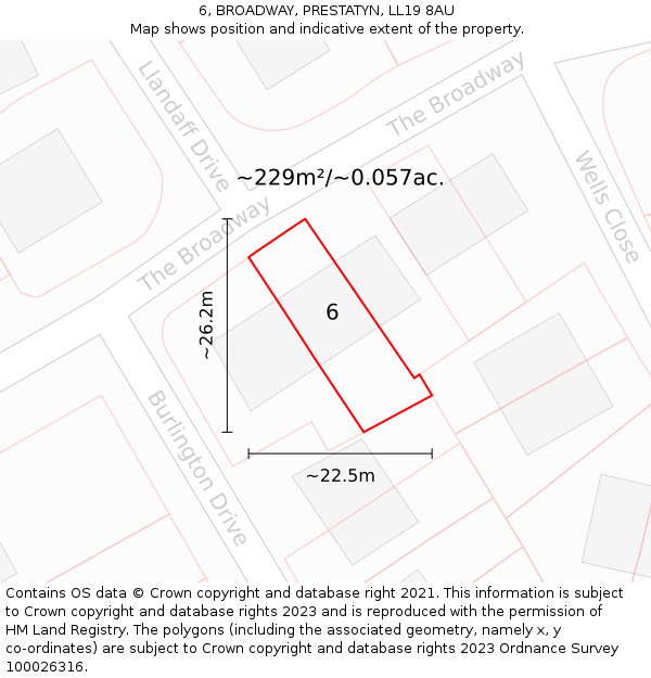 6, BROADWAY, PRESTATYN, LL19 8AU: Plot and title map