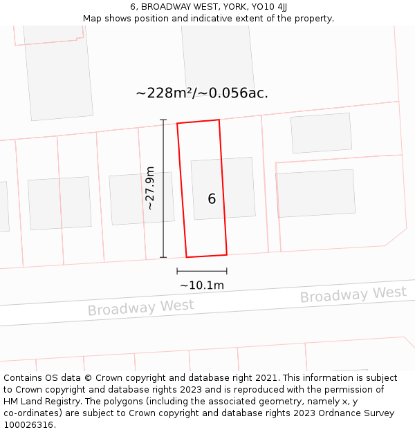 6, BROADWAY WEST, YORK, YO10 4JJ: Plot and title map