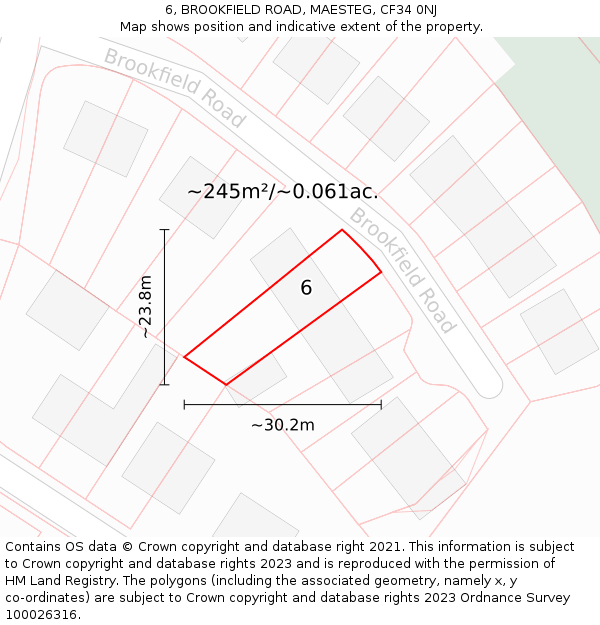 6, BROOKFIELD ROAD, MAESTEG, CF34 0NJ: Plot and title map