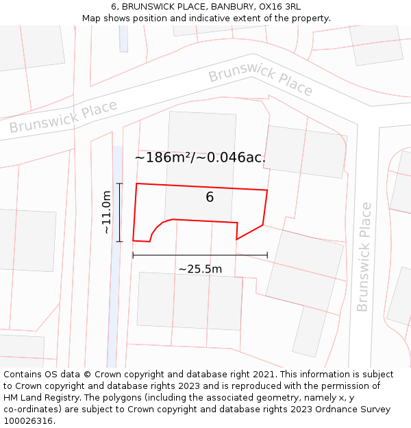 6, BRUNSWICK PLACE, BANBURY, OX16 3RL: Plot and title map