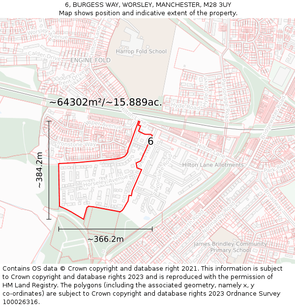 6, BURGESS WAY, WORSLEY, MANCHESTER, M28 3UY: Plot and title map