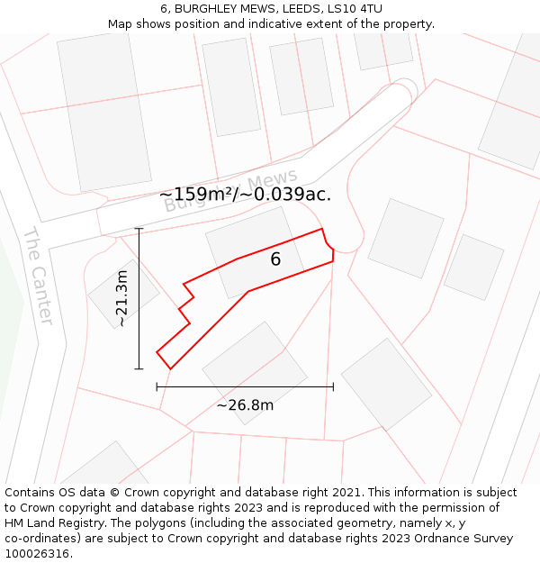 6, BURGHLEY MEWS, LEEDS, LS10 4TU: Plot and title map