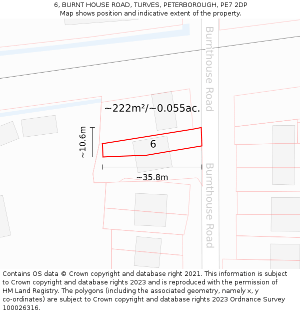 6, BURNT HOUSE ROAD, TURVES, PETERBOROUGH, PE7 2DP: Plot and title map