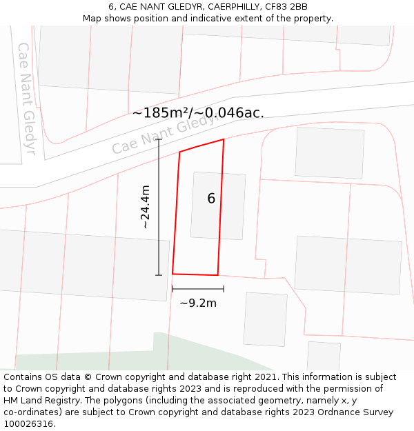 6, CAE NANT GLEDYR, CAERPHILLY, CF83 2BB: Plot and title map