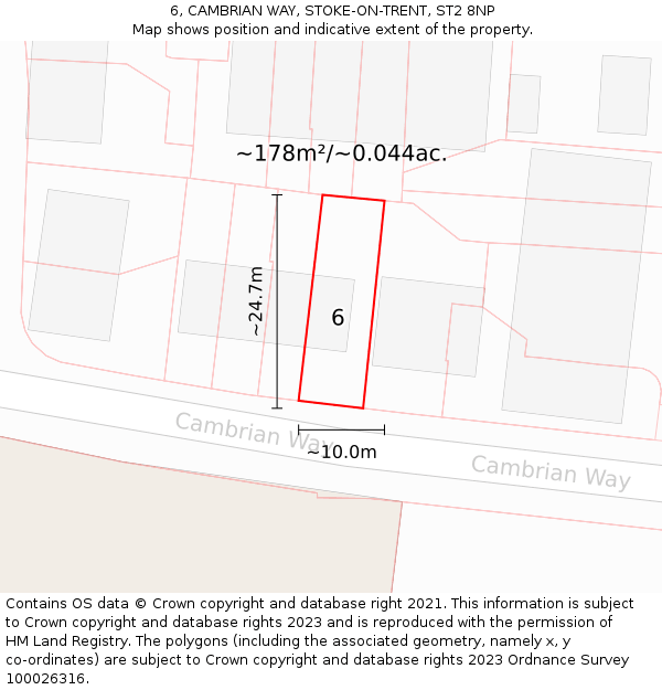 6, CAMBRIAN WAY, STOKE-ON-TRENT, ST2 8NP: Plot and title map