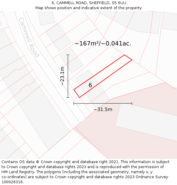 6, CAMMELL ROAD, SHEFFIELD, S5 6UU: Plot and title map