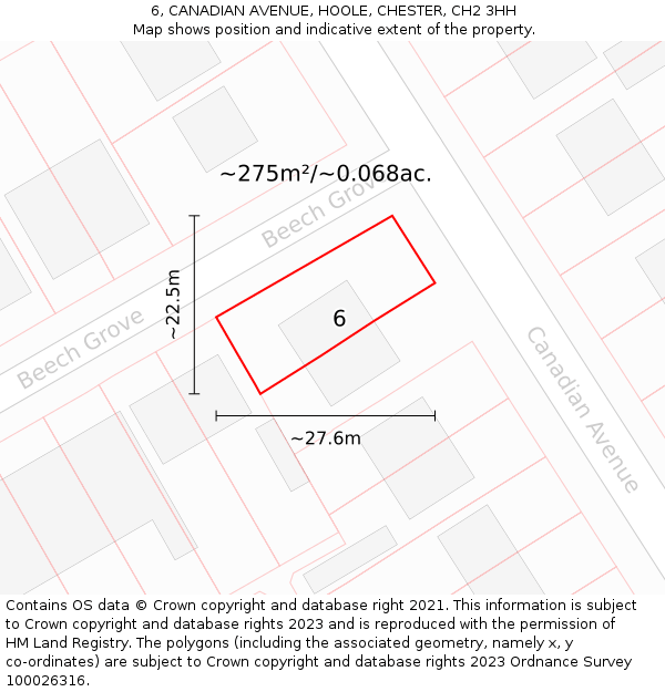 6, CANADIAN AVENUE, HOOLE, CHESTER, CH2 3HH: Plot and title map