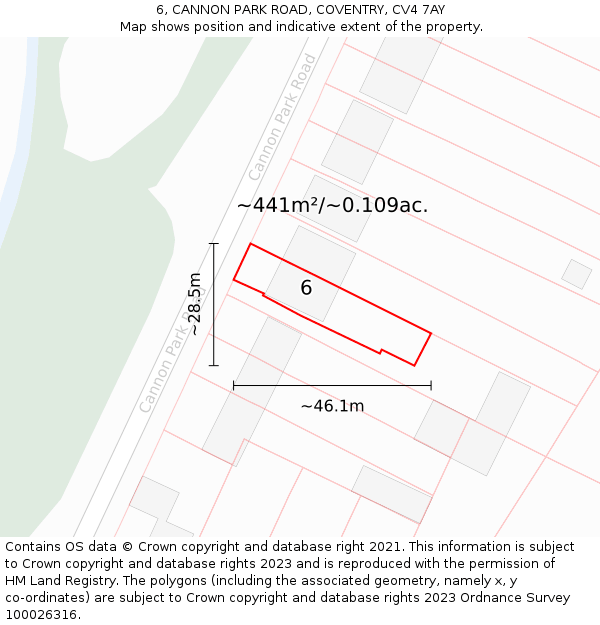 6, CANNON PARK ROAD, COVENTRY, CV4 7AY: Plot and title map