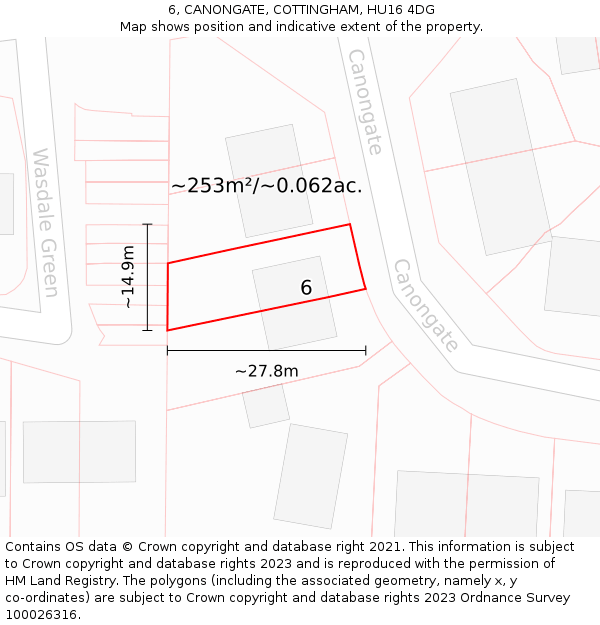 6, CANONGATE, COTTINGHAM, HU16 4DG: Plot and title map