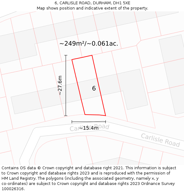 6, CARLISLE ROAD, DURHAM, DH1 5XE: Plot and title map