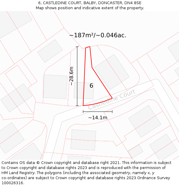 6, CASTLEDINE COURT, BALBY, DONCASTER, DN4 8SE: Plot and title map