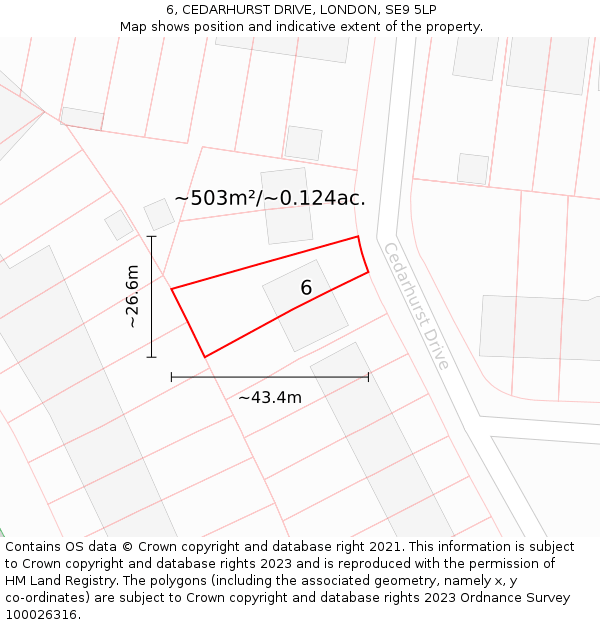 6, CEDARHURST DRIVE, LONDON, SE9 5LP: Plot and title map