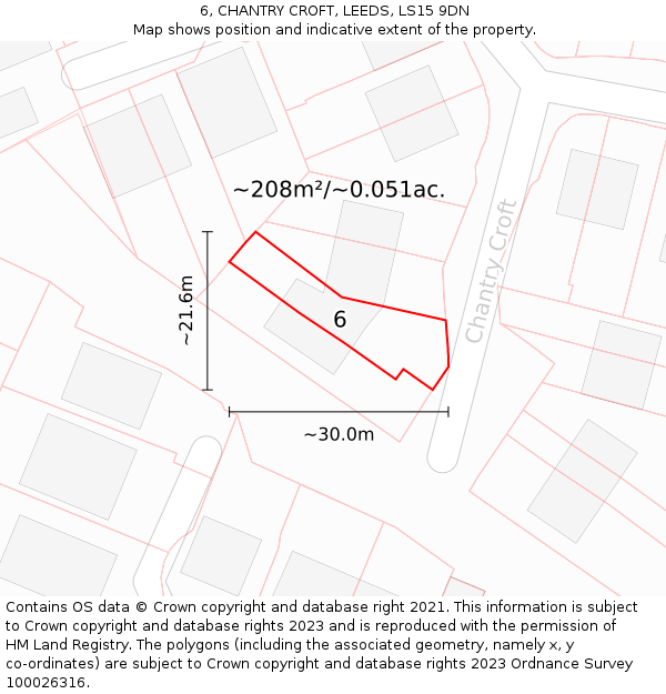 6, CHANTRY CROFT, LEEDS, LS15 9DN: Plot and title map