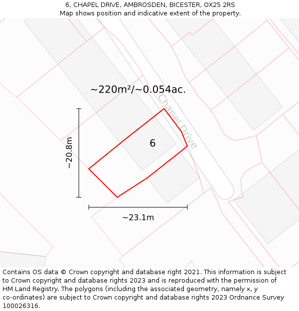6, CHAPEL DRIVE, AMBROSDEN, BICESTER, OX25 2RS: Plot and title map