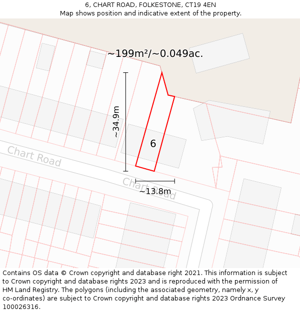 6, CHART ROAD, FOLKESTONE, CT19 4EN: Plot and title map