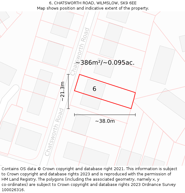 6, CHATSWORTH ROAD, WILMSLOW, SK9 6EE: Plot and title map