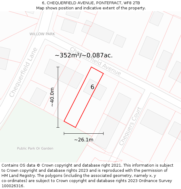 6, CHEQUERFIELD AVENUE, PONTEFRACT, WF8 2TB: Plot and title map