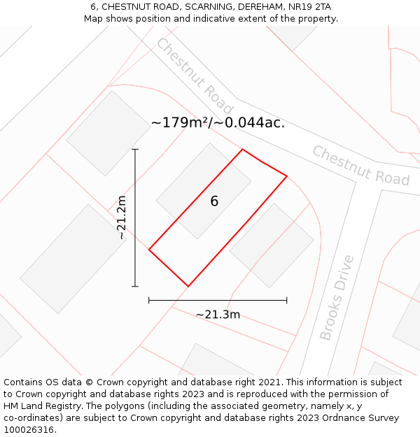 6, CHESTNUT ROAD, SCARNING, DEREHAM, NR19 2TA: Plot and title map