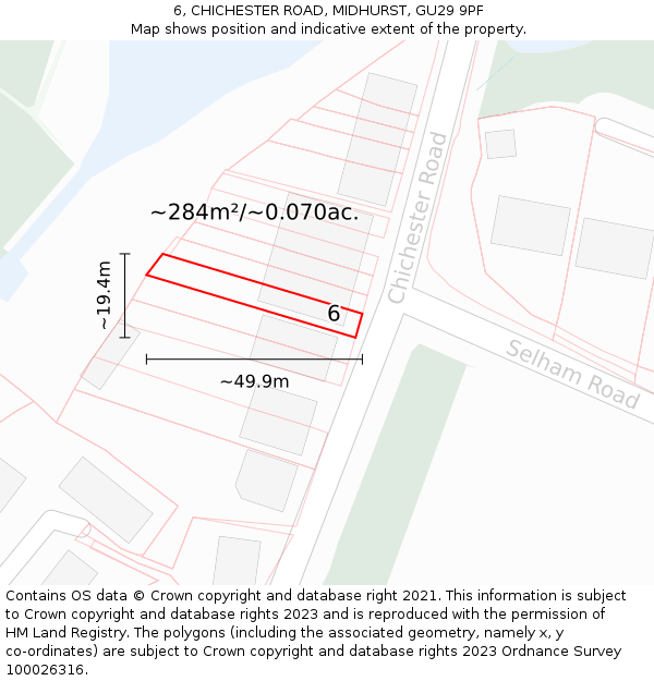 6, CHICHESTER ROAD, MIDHURST, GU29 9PF: Plot and title map