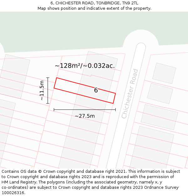 6, CHICHESTER ROAD, TONBRIDGE, TN9 2TL: Plot and title map