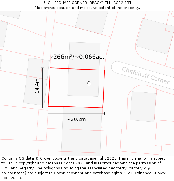 6, CHIFFCHAFF CORNER, BRACKNELL, RG12 8BT: Plot and title map