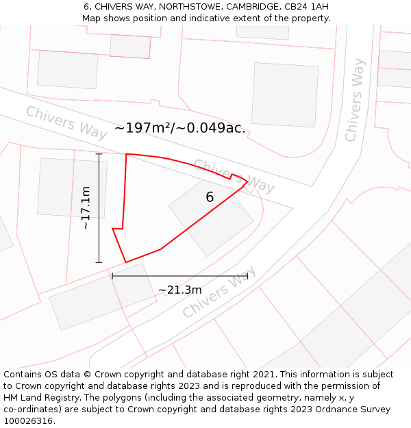 6, CHIVERS WAY, NORTHSTOWE, CAMBRIDGE, CB24 1AH: Plot and title map
