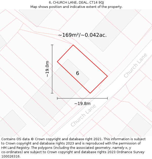 6, CHURCH LANE, DEAL, CT14 9QJ: Plot and title map