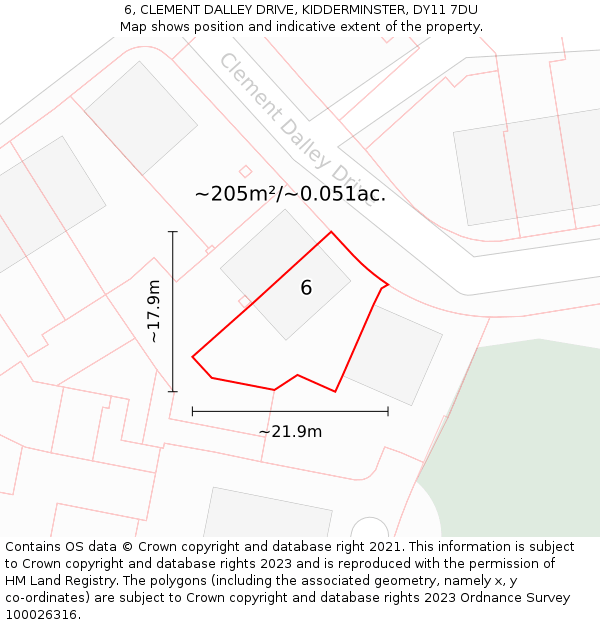 6, CLEMENT DALLEY DRIVE, KIDDERMINSTER, DY11 7DU: Plot and title map