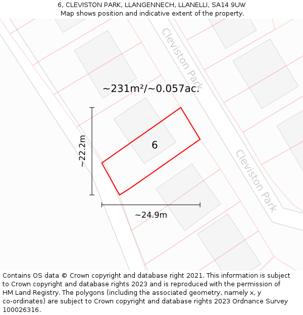 6, CLEVISTON PARK, LLANGENNECH, LLANELLI, SA14 9UW: Plot and title map