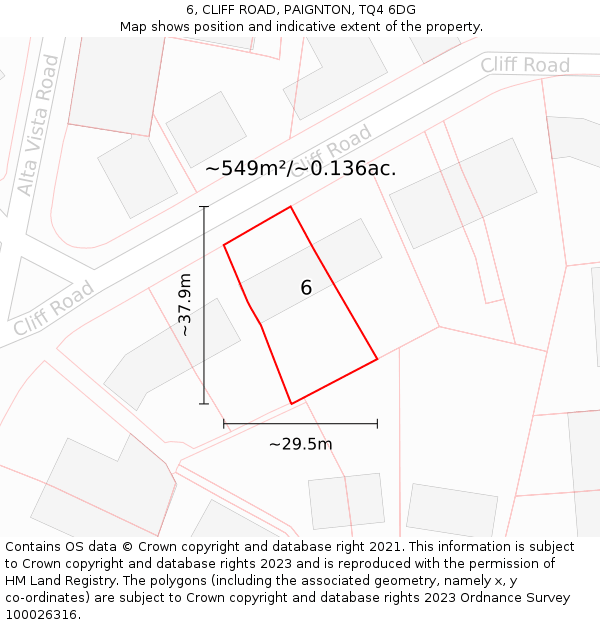 6, CLIFF ROAD, PAIGNTON, TQ4 6DG: Plot and title map