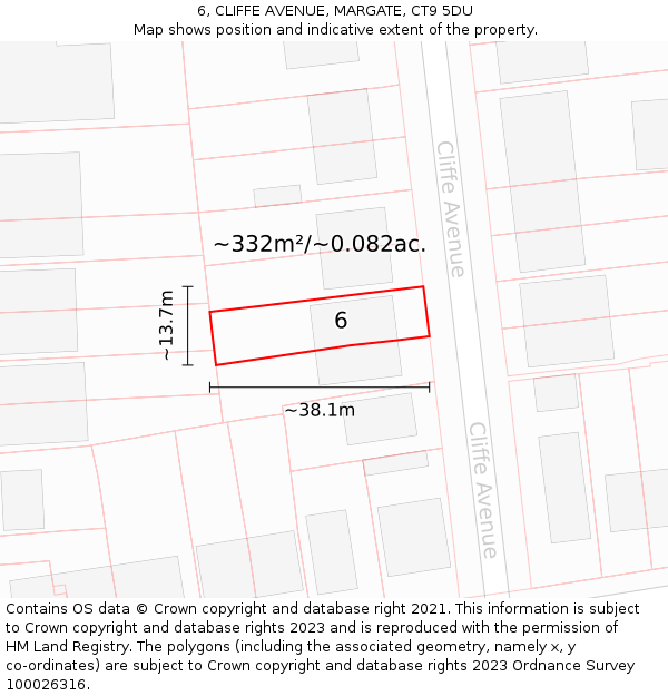 6, CLIFFE AVENUE, MARGATE, CT9 5DU: Plot and title map