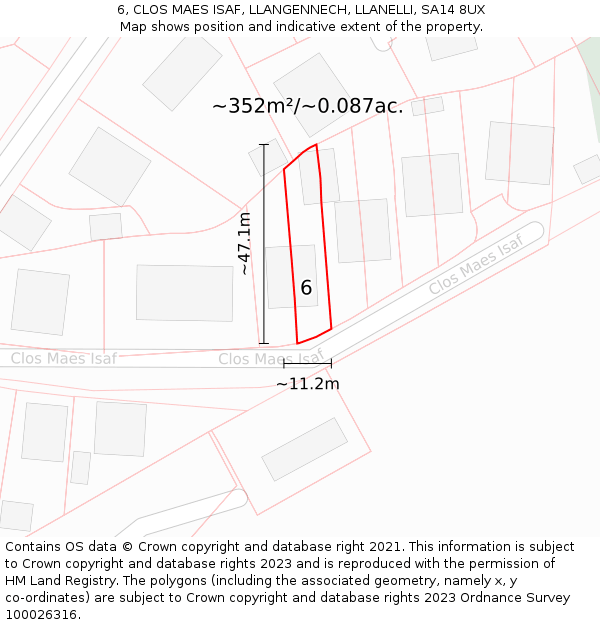 6, CLOS MAES ISAF, LLANGENNECH, LLANELLI, SA14 8UX: Plot and title map