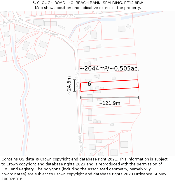 6, CLOUGH ROAD, HOLBEACH BANK, SPALDING, PE12 8BW: Plot and title map