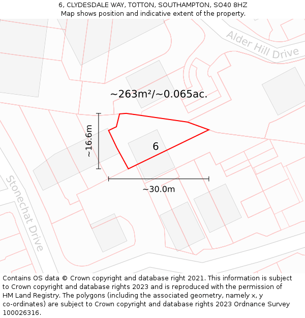 6, CLYDESDALE WAY, TOTTON, SOUTHAMPTON, SO40 8HZ: Plot and title map