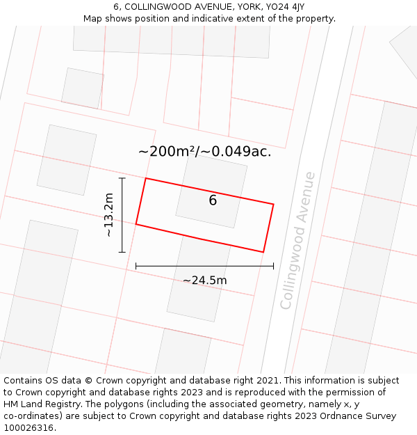 6, COLLINGWOOD AVENUE, YORK, YO24 4JY: Plot and title map