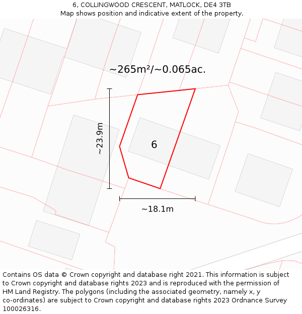 6, COLLINGWOOD CRESCENT, MATLOCK, DE4 3TB: Plot and title map