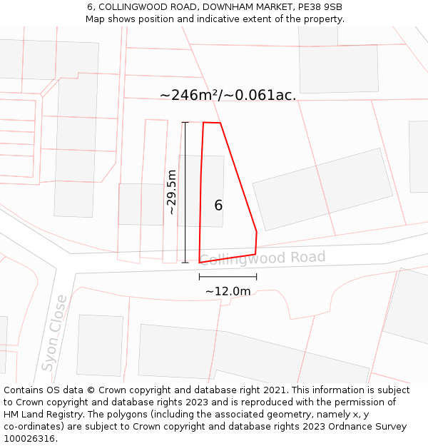 6, COLLINGWOOD ROAD, DOWNHAM MARKET, PE38 9SB: Plot and title map