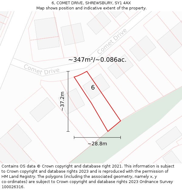 6, COMET DRIVE, SHREWSBURY, SY1 4AX: Plot and title map