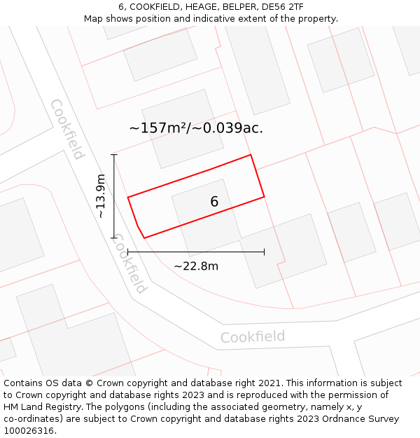 6, COOKFIELD, HEAGE, BELPER, DE56 2TF: Plot and title map