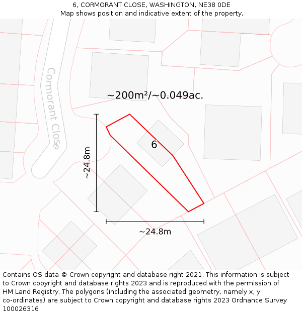 6, CORMORANT CLOSE, WASHINGTON, NE38 0DE: Plot and title map
