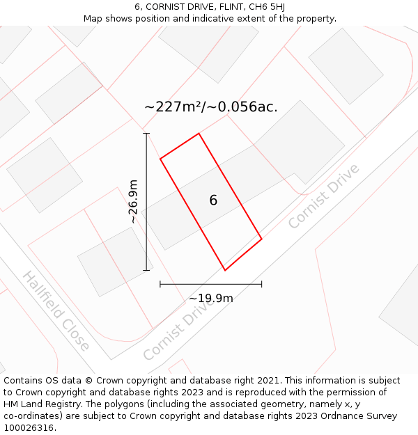 6, CORNIST DRIVE, FLINT, CH6 5HJ: Plot and title map