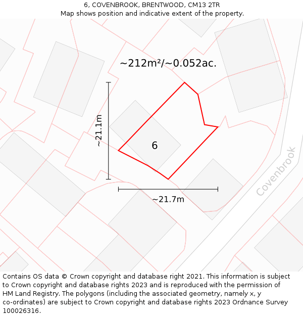 6, COVENBROOK, BRENTWOOD, CM13 2TR: Plot and title map