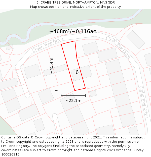 6, CRABB TREE DRIVE, NORTHAMPTON, NN3 5DR: Plot and title map