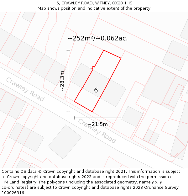 6, CRAWLEY ROAD, WITNEY, OX28 1HS: Plot and title map