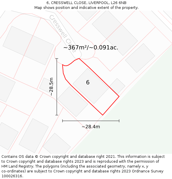 6, CRESSWELL CLOSE, LIVERPOOL, L26 6NB: Plot and title map