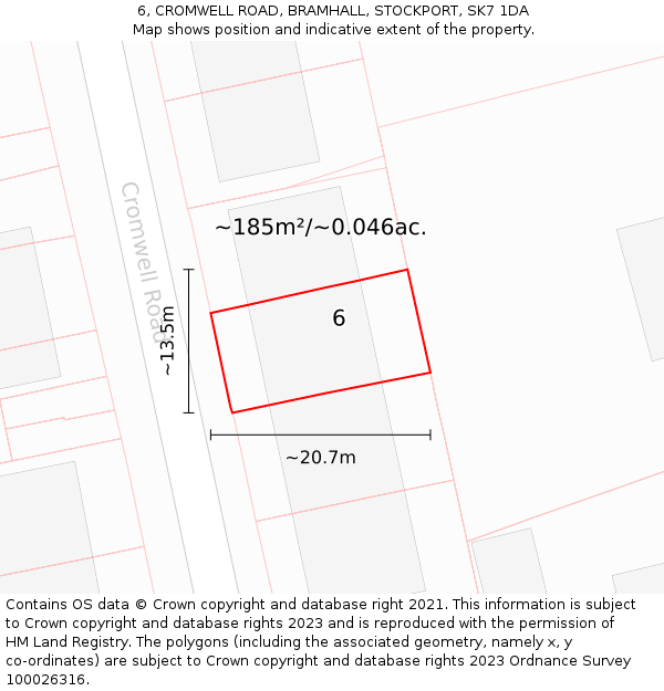 6, CROMWELL ROAD, BRAMHALL, STOCKPORT, SK7 1DA: Plot and title map