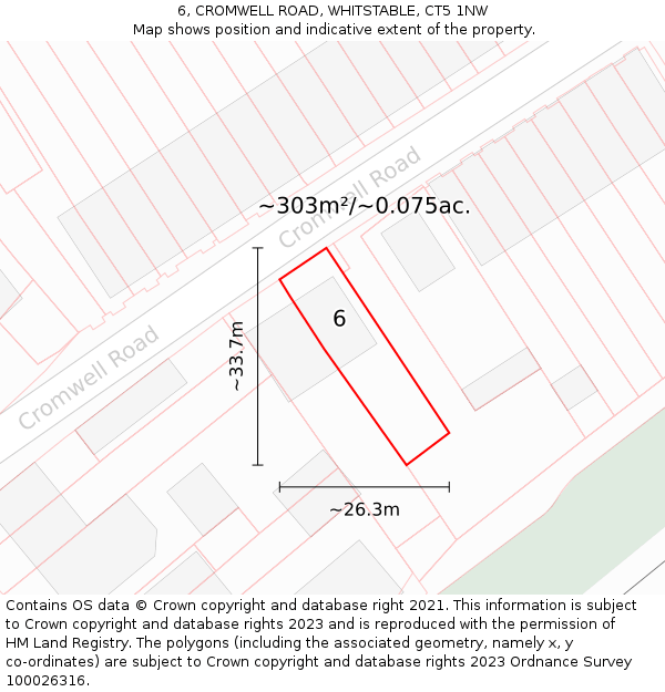 6, CROMWELL ROAD, WHITSTABLE, CT5 1NW: Plot and title map