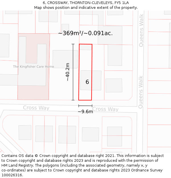 6, CROSSWAY, THORNTON-CLEVELEYS, FY5 1LA: Plot and title map