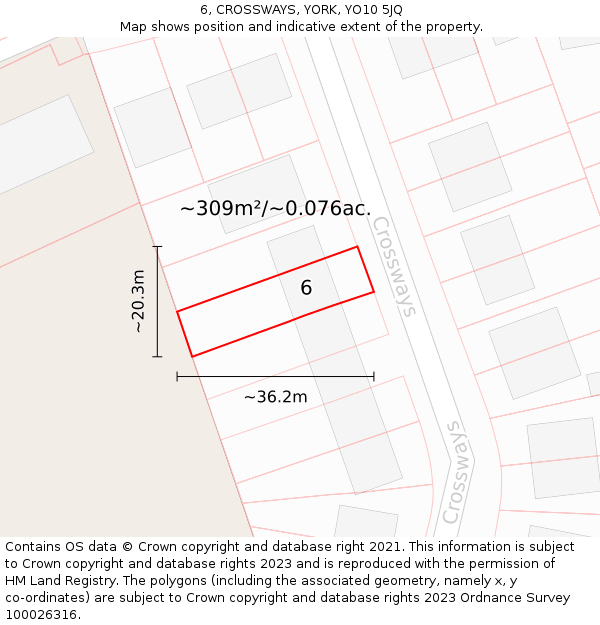 6, CROSSWAYS, YORK, YO10 5JQ: Plot and title map