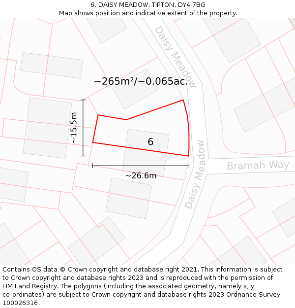 6, DAISY MEADOW, TIPTON, DY4 7BG: Plot and title map